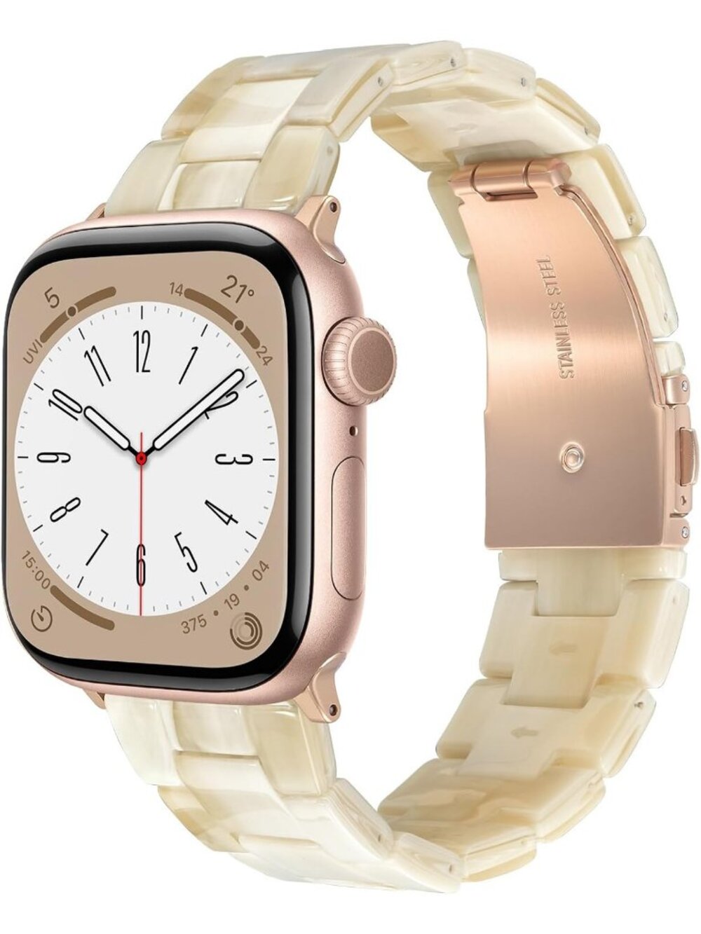 Women's Beige Fashion Featherlight Resin Apple Band Lightweight Wrist Watch